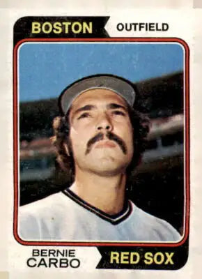 1974 Topps Bernie Carbo baseball card featuring Boston Red Sox player Bernie Carbo