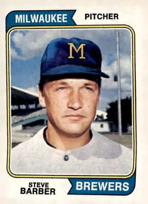 1974 Topps Steve Barber baseball card featuring Steve Barber in collectible barber baseball card