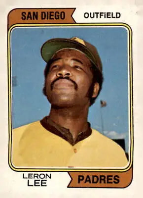 Vintage 1974 Topps Leron Lee baseball card featuring Leron Lee of the San Diego Padres