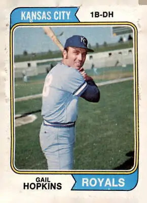 Gail Hopkins baseball card from 1974 Topps #652 featuring Kansas City Royals player