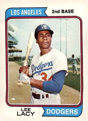 1974 Topps Lee Lacy baseball card featuring Los Angeles Dodgers player Lee Lacy