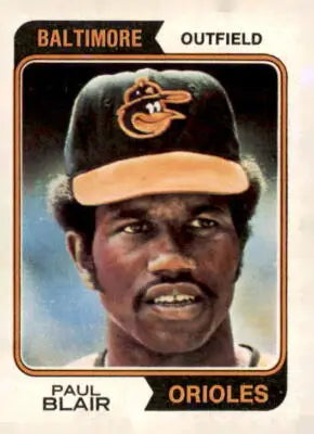 Paul Blair baseball card from 1974 Topps #92 showcasing Paul Blair baseball memorabilia