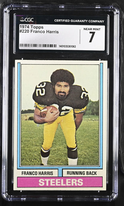 1974 Topps Football 220 Franco Harris Pittsburgh Steelers graded CGC 7 Near Mint - Sports Cards - Football Single