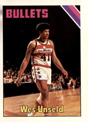 Wes Unseld basketball trading card from 1975-76 Topps #115 highlighting basketball history