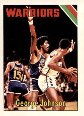 Basketball card featuring George Johnson from 1975-76 Topps sports trading collection