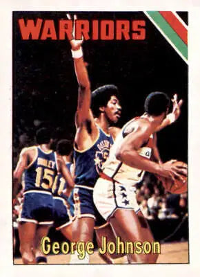 Vintage basketball card of George Johnson from Golden State Warriors 1975-76 Topps