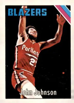 John Johnson basketball card from 1975-76 Topps featuring Portland Trail Blazers player
