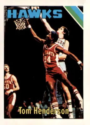 Tom Henderson basketball trading card with top trading card features from 1975-76 Topps