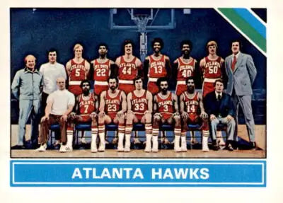 Atlanta Hawks basketball team trading card from 1975-76 Topps series, sports trading card