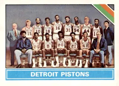 Detroit Pistons basketball team photo on 1975-76 Topps #208 sports trading card