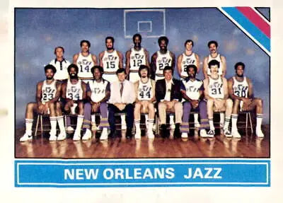 New Orleans Jazz basketball team featured on 1975-76 Topps sports trading card