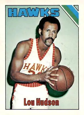 Lou Hudson trading card featuring basketball player holding a ball from 1975-76 Topps