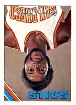 Upside-down 1975-76 Topps George Adams San Diego Sails trading card featuring George Adams