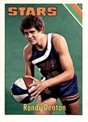 Randy Denton Utah Stars trading card from 1975-76 Topps set displayed
