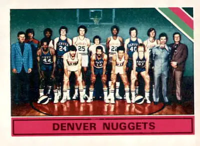 Denver Nuggets team photo trading card from 1975-76 Topps #321 Denver Nuggets trading