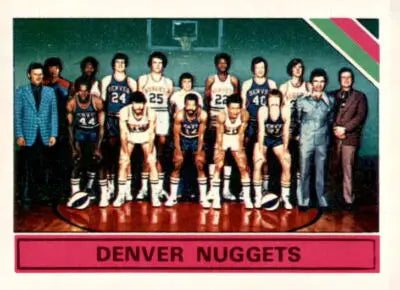 Denver Nuggets team photo trading card from 1975-76 Topps #321 sports trading card