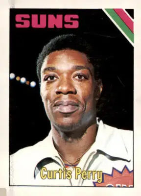 Curtis Perry basketball card from 1975-76 Topps series featuring Topps Curtis Perry