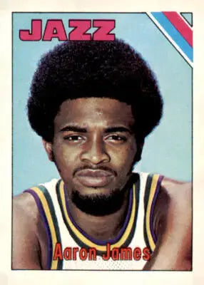 Aaron James basketball trading card from 1975-76 Topps, Orleans Jazz player