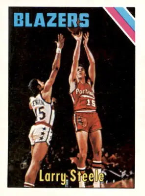 Basketball card featuring Larry Steele of the Portland Trail Blazers from 1975-76 Topps series