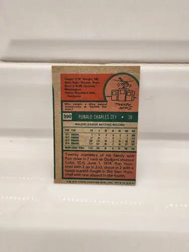 Vintage 1975 Topps Ron Cey trading card in very good condition for sports trading collectors