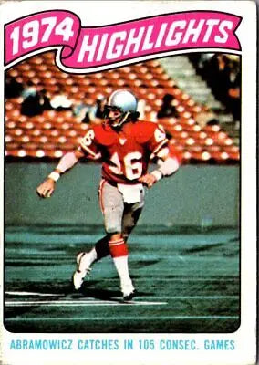 1974 Highlights Football Card featuring Dan Abramowicz from 1975 Topps trading cards