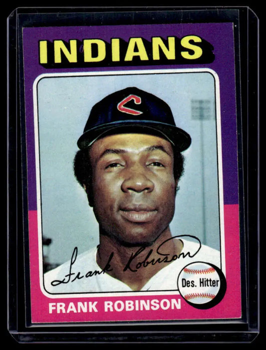 Frank Robinson Cleveland Indians baseball card from 1975 Topps #580, EX condition