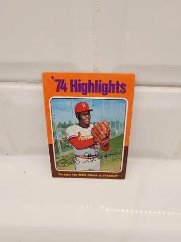 1975 Topps 74 Highlights Bob Gibson baseball card for trading card collectors and fans