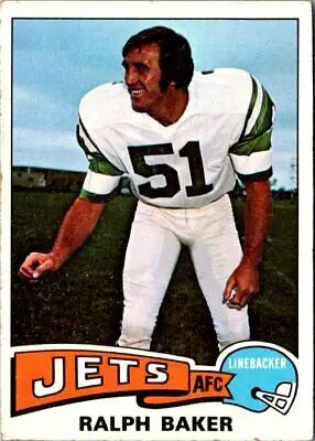 Ralph Baker football card featured in 1975 Topps #9 collectible sports card