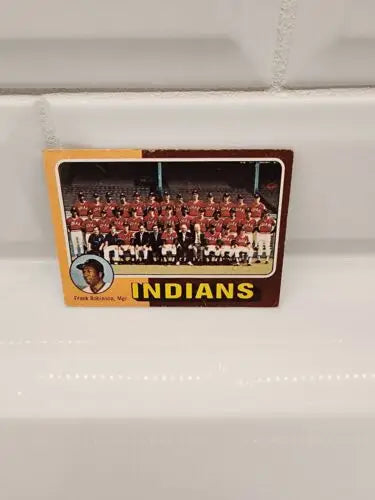 Vintage 1975 Topps Team Checklist trading card featuring Frank Robinson’s iconic image