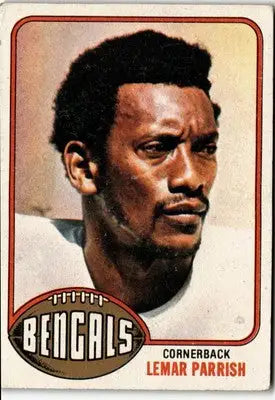 Vintage 1976 Topps Lemar Parrish football card showcasing Lemar Parrish football memorabilia