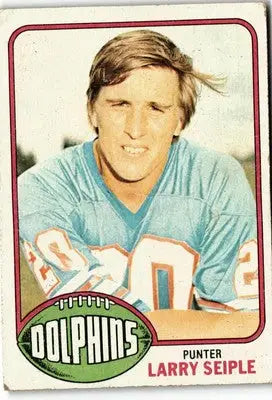 Vintage football trading card featuring Larry Seiple of the Miami Dolphins from 1976 Topps #172