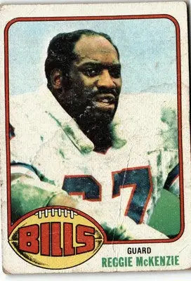 Vintage Reggie McKenzie football card from 1976 Topps #174 featuring Reggie McKenzie