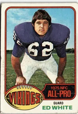 Minnesota Vikings football card featuring Ed White from 1976 Topps #230