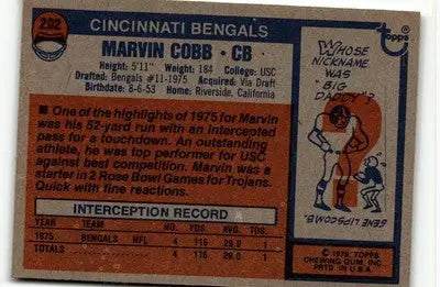 Marvin Cobb football card from 1976 Topps series, collectible Cobb football card image