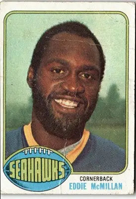 Eddie McMillan football card from 1976 Topps #388 showcasing Eddie McMillan football memorabilia