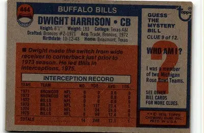 Dwight Harrison vintage football card from 1976 Topps #444 featuring Dwight Harrison