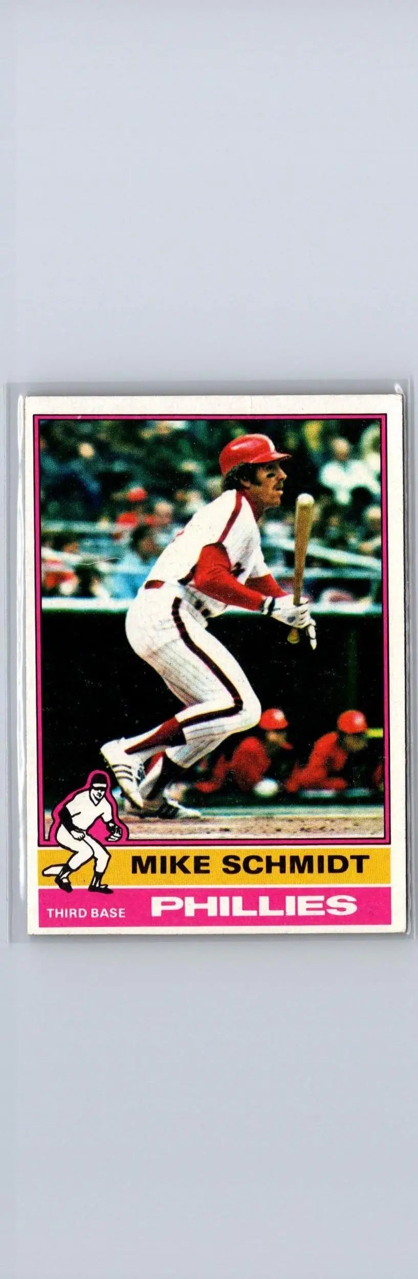 Mike Schmidt baseball card from 1976 Topps #480, a must-have for trading cards collectors