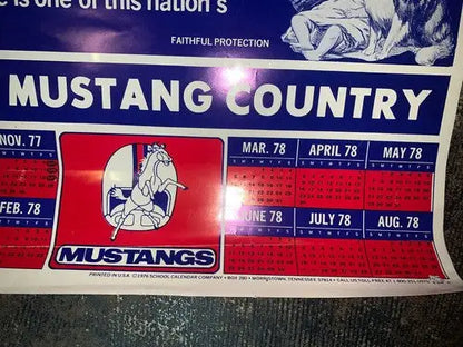 1977 SMU Mustangs Game Schedule Football Poster Ron Meyer American Amicable Life