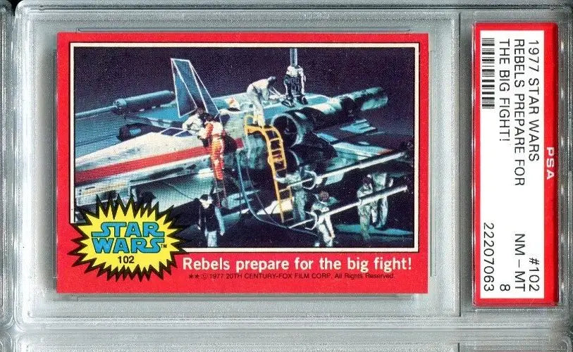 Graded 1977 Topps Star Wars Trading Card #102 Rebels Prepare for the Big Fight PSA 8