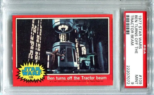 Graded 1977 Topps Star Wars Trading Card #109 Ben Turns off the Tractor Beam PSA 9