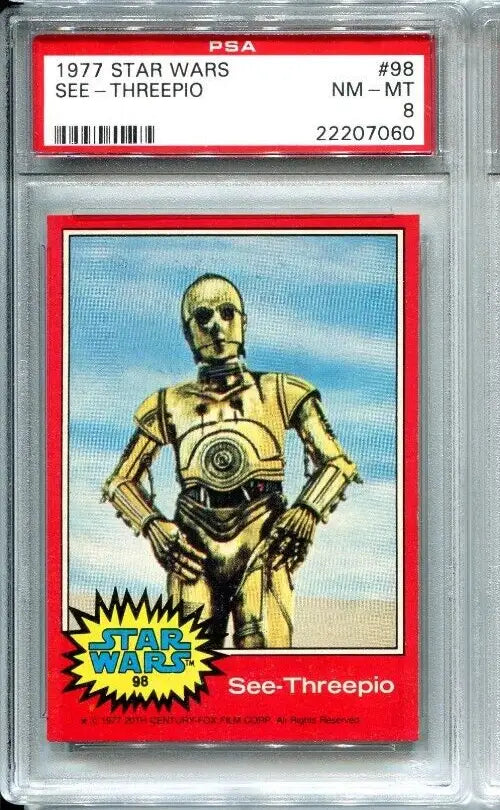 Graded 1977 Star Wars Topps Trading Card #98 C-3PO PSA 8 for collectors