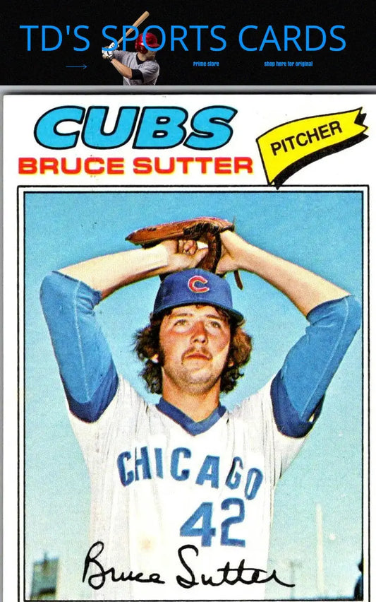 Bruce Sutter baseball card from 1977 Topps #144, a must-have for trading cards collectors
