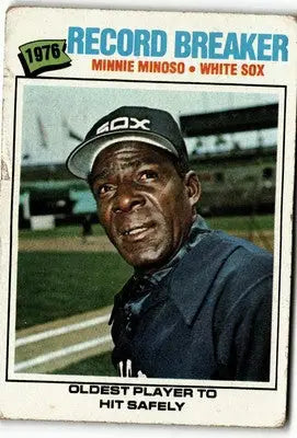 1977 Topps Minnie Minoso baseball card featuring Chicago White Sox legend