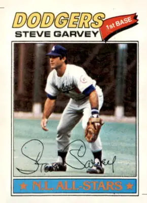 1977 Topps #400 Steve Garvey baseball card featuring Los Angeles Dodgers player steve garvey