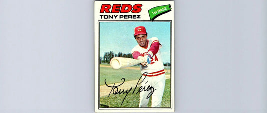 Tony Perez baseball card from 1977 Topps #655 featuring a classic baseball collectible