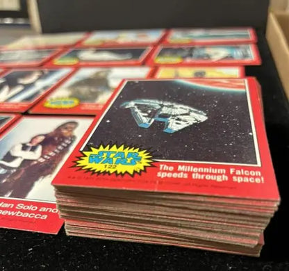 Stack of vintage Topps Star Wars Series Two trading cards in complete set