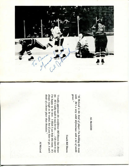 Signed hockey photo and quote from 1977 Houston Aeros Booster Banquet Program 9 Auto