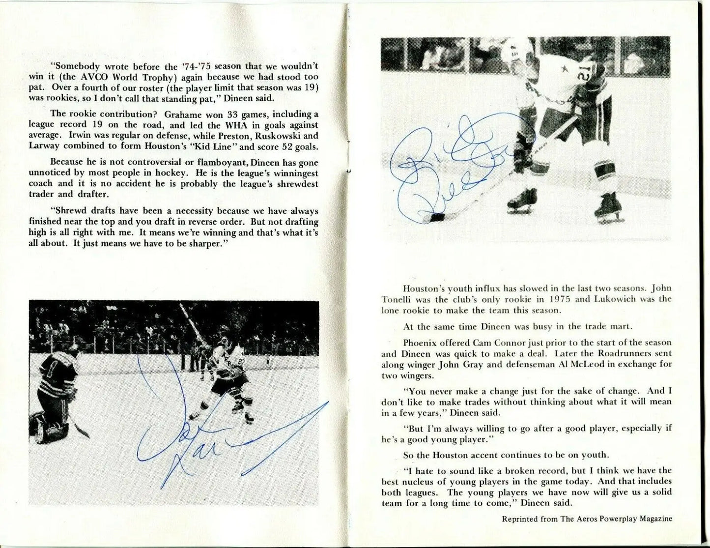 Autographed 1977 Houston Aeros Booster Banquet Program featuring Gordie Howe and others
