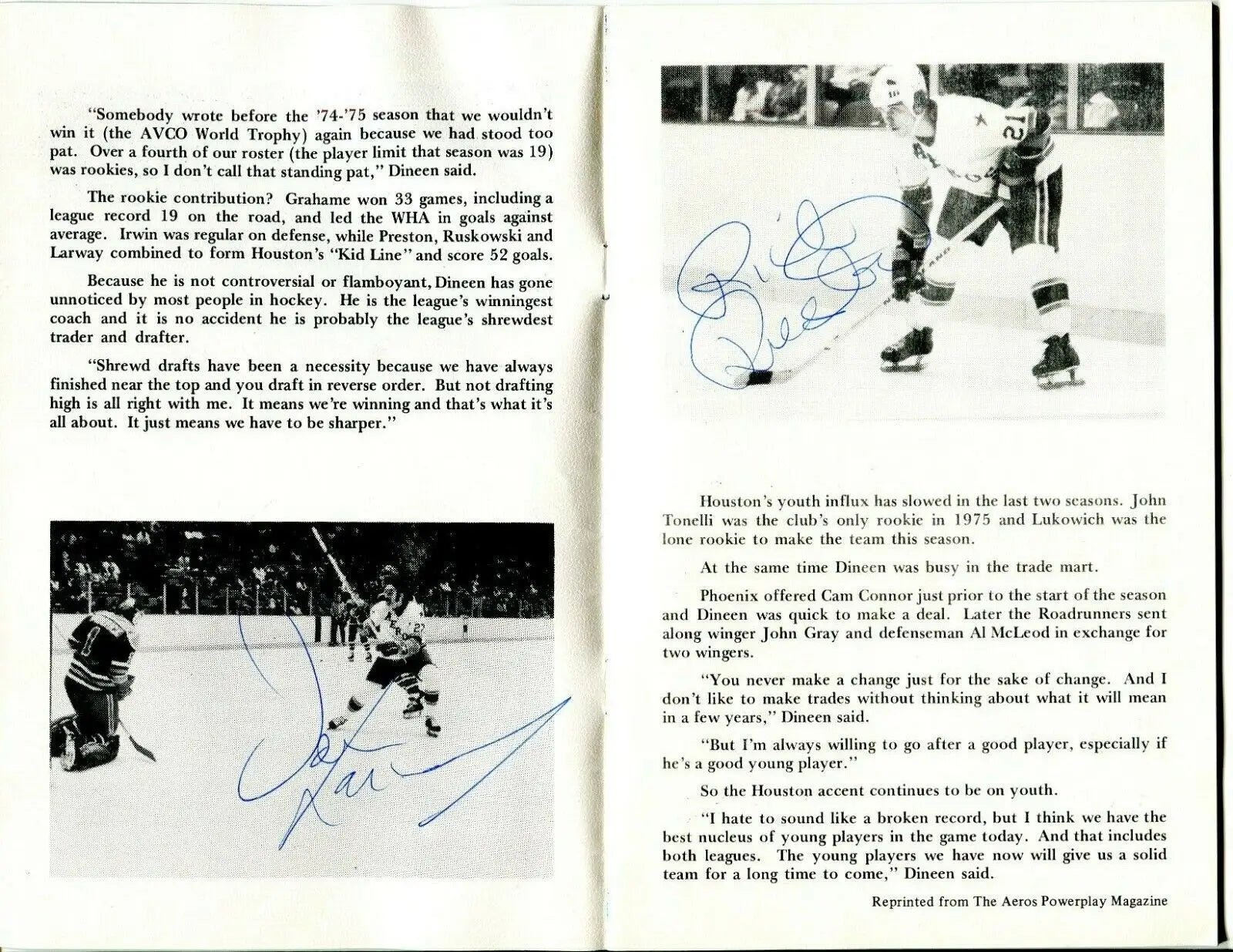 Autographed 1977 Houston Aeros Booster Banquet Program featuring Gordie Howe and others
