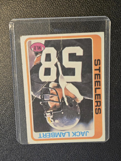 Pittsburgh Steelers Jack Lambert 1978 Topps football card in clear plastic sleeve